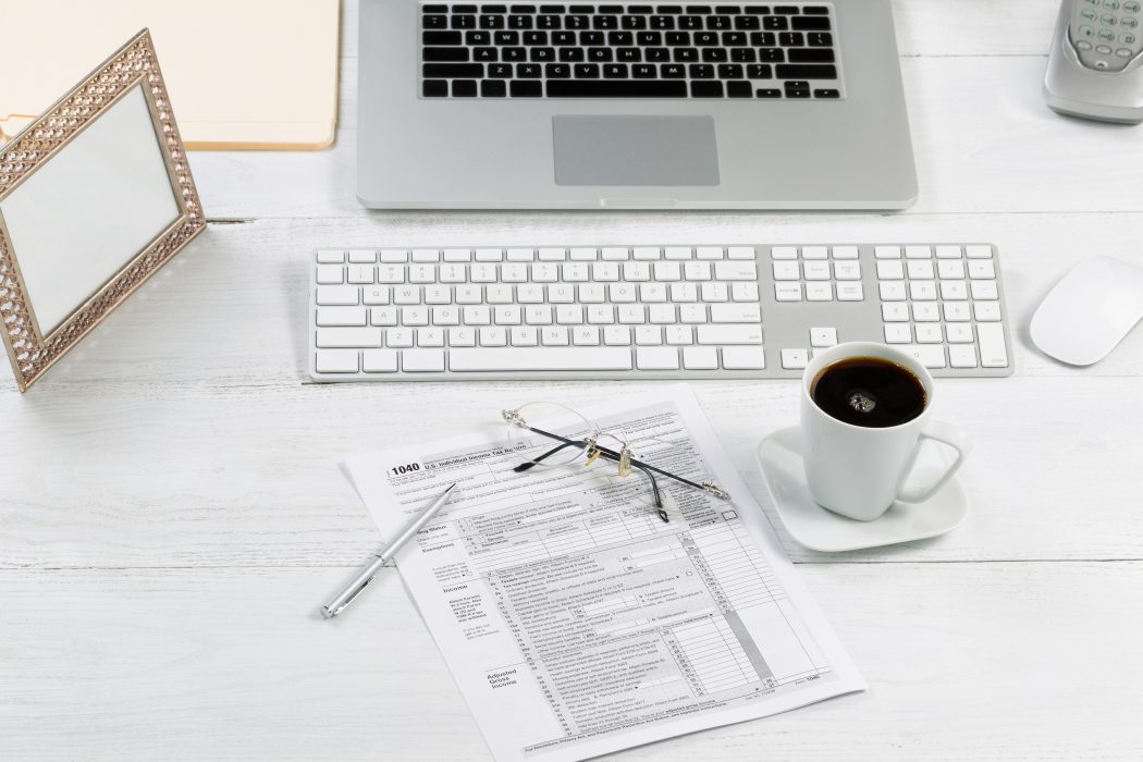 Complete working desktop with tax forms